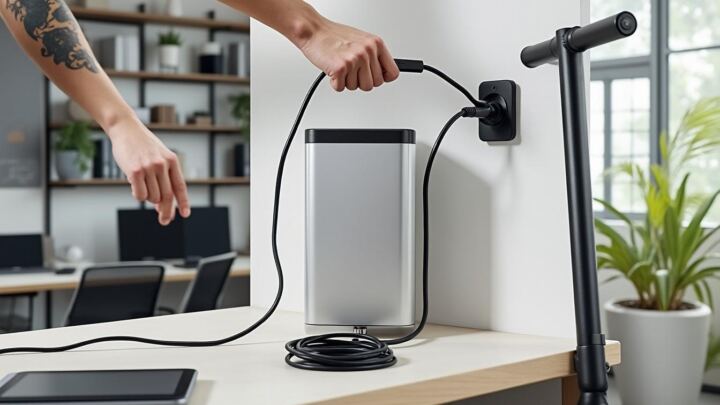 découvrez s'il est possible de recharger une batterie de scooter électrique au travail sans avoir besoin d'une installation spécifique, et quelles précautions prendre.
